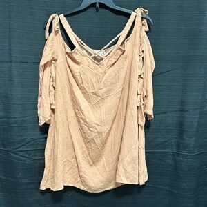 Entro women’s‎ peach tie down the sleeve top / Size L / NWT / box 18-40